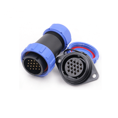 Elecbee SP29 Series Waterproof Aviation connector 16 pin Straight Solder Type Male Plug and Female 2-hole flange Socket one pair